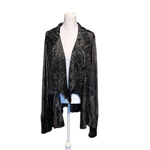 Cynthia Ashby Black White Stripe Open Front Cotton Jacket Cardigan